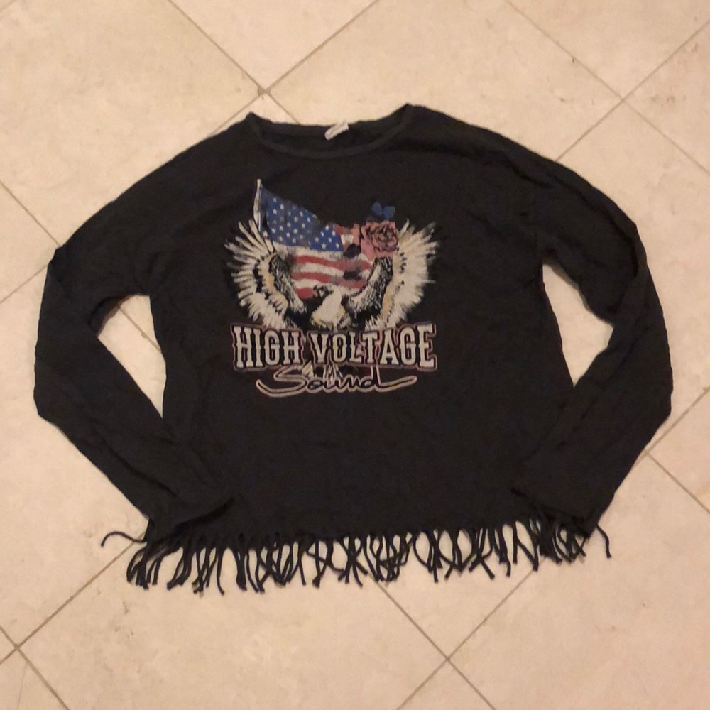 “high voltage” fringed top